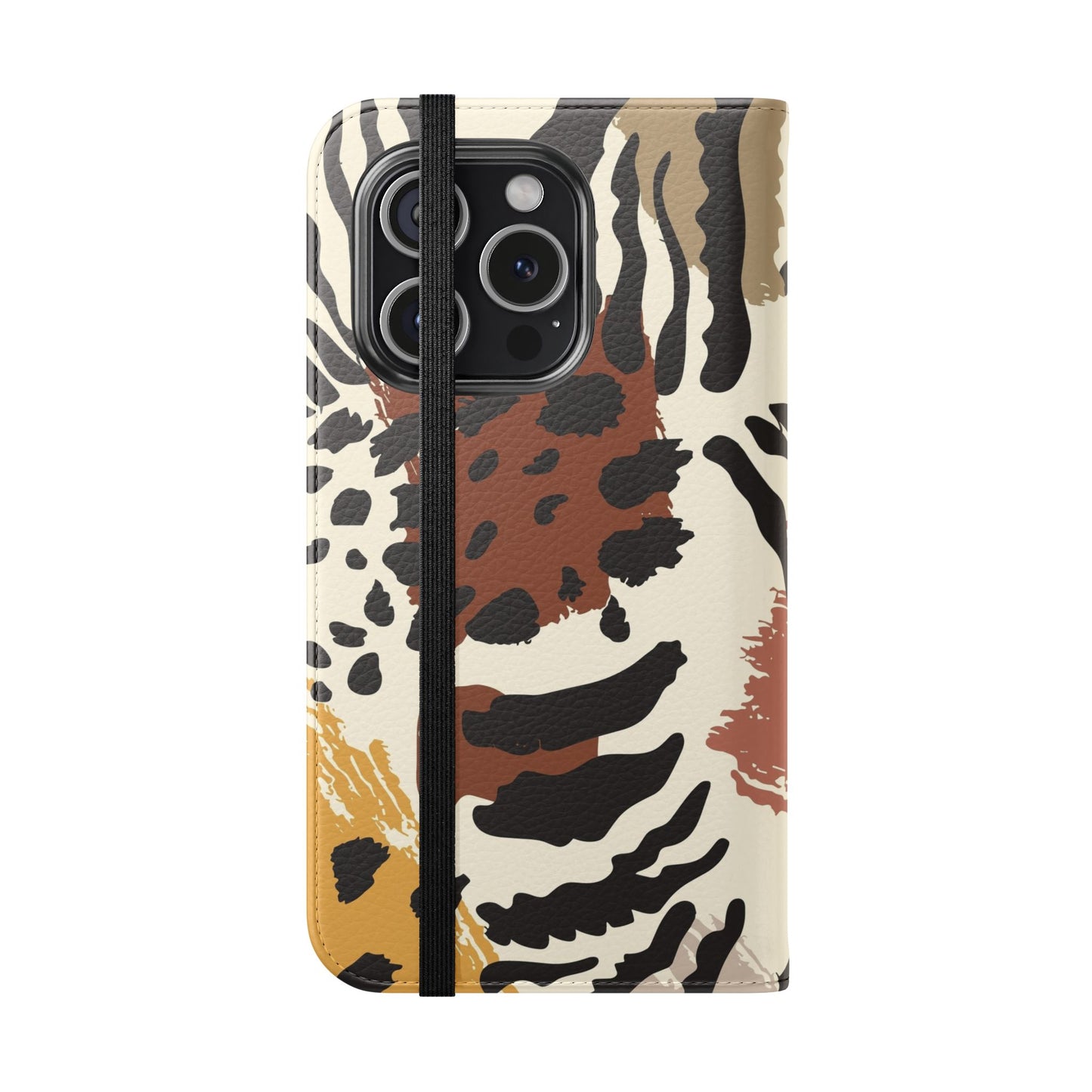 Leopard Patchwork Flip Wallet Case with Card Slots