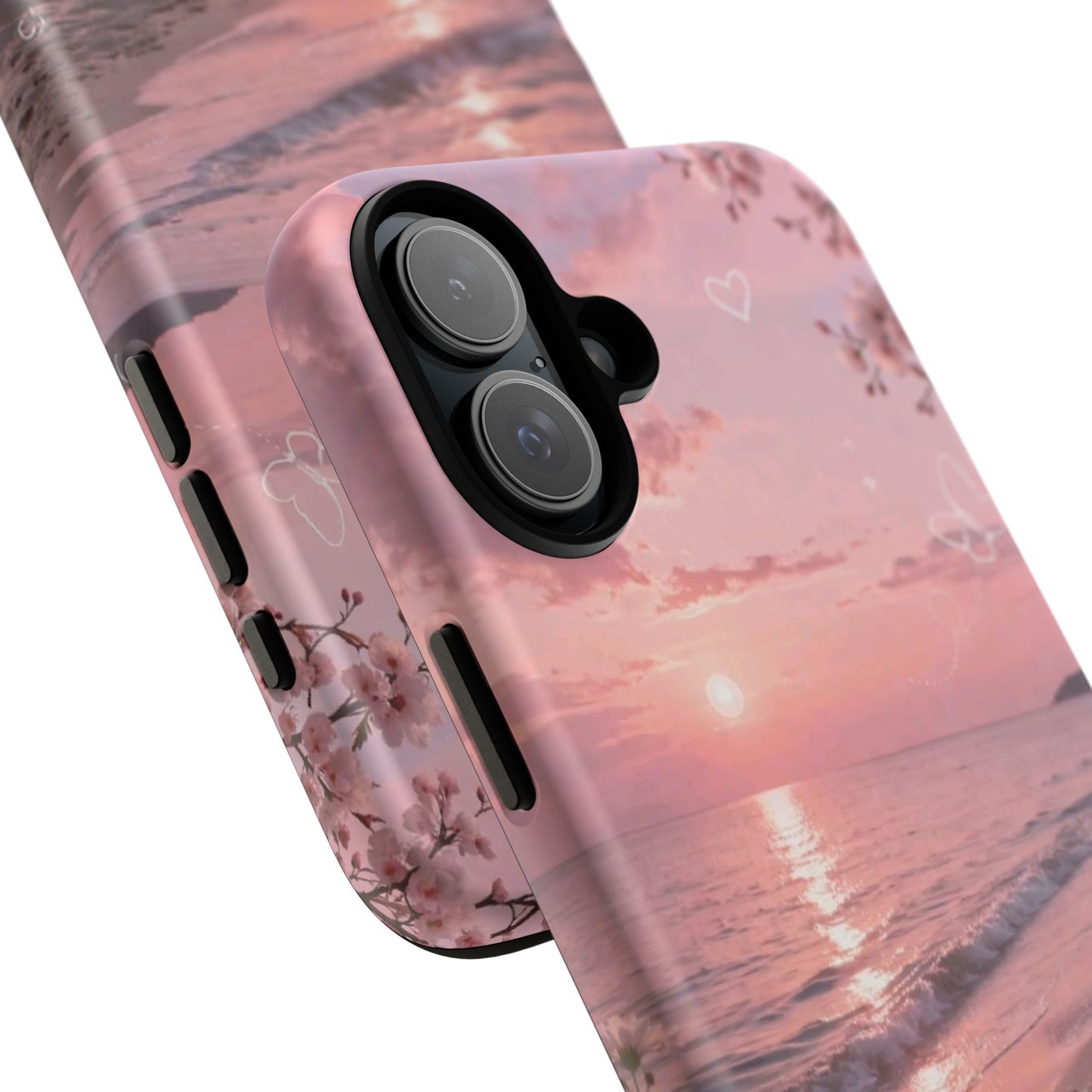 Pink Sunset Beach Phone Case "Romantic Seaside"