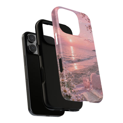 Pink Sunset Beach Phone Case "Romantic Seaside"