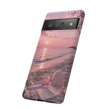 Pink Sunset Beach Phone Case "Romantic Seaside"