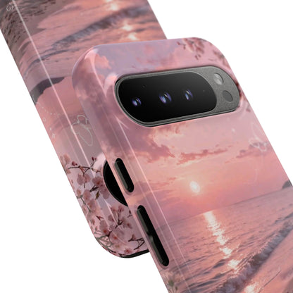 Pink Sunset Beach Phone Case "Romantic Seaside"