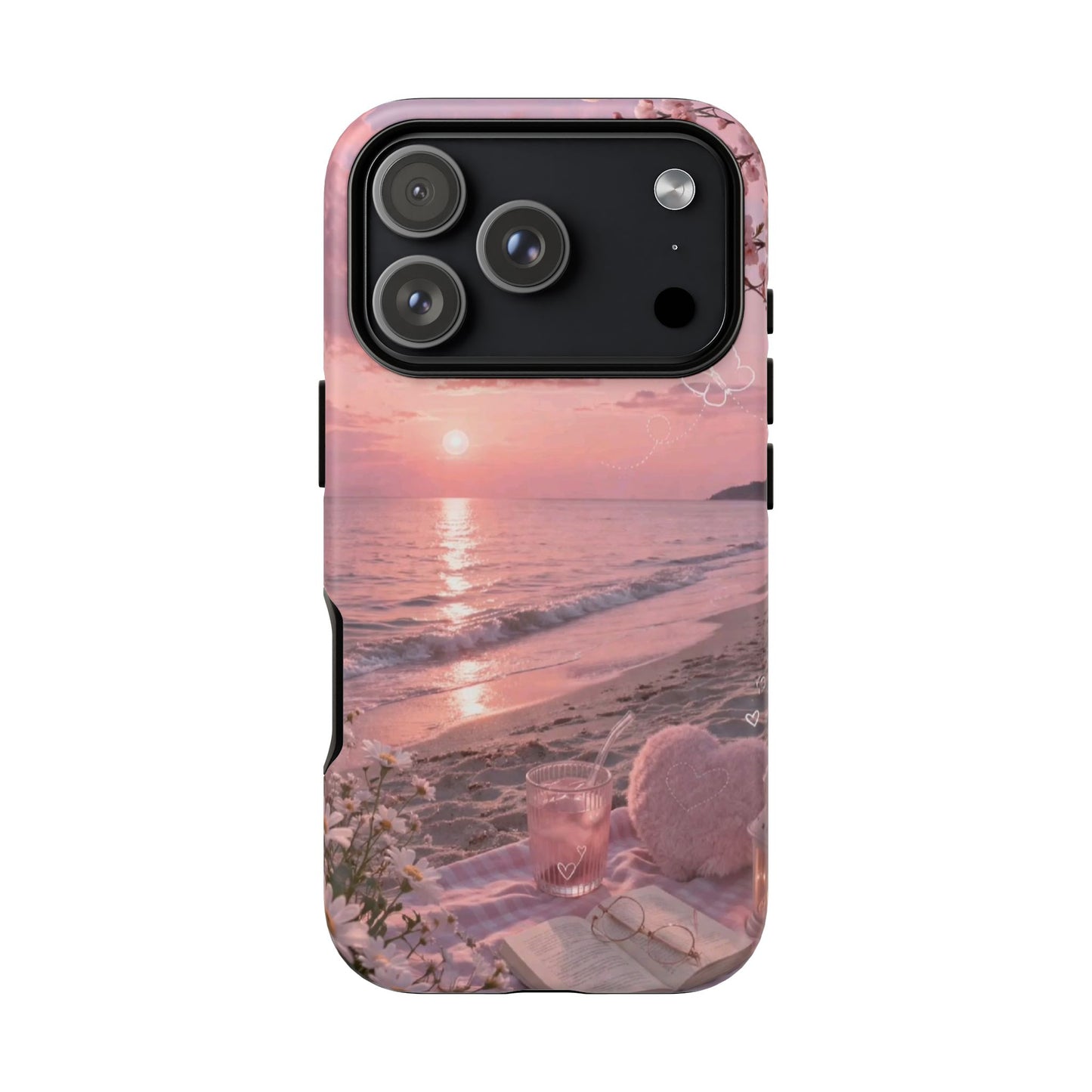 Pink Sunset Beach Phone Case "Romantic Seaside"