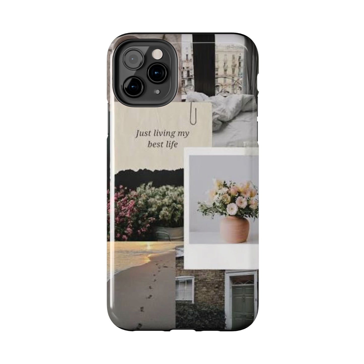 Inspirational Floral Phone Case – Cover with "Just Living My Best Life"