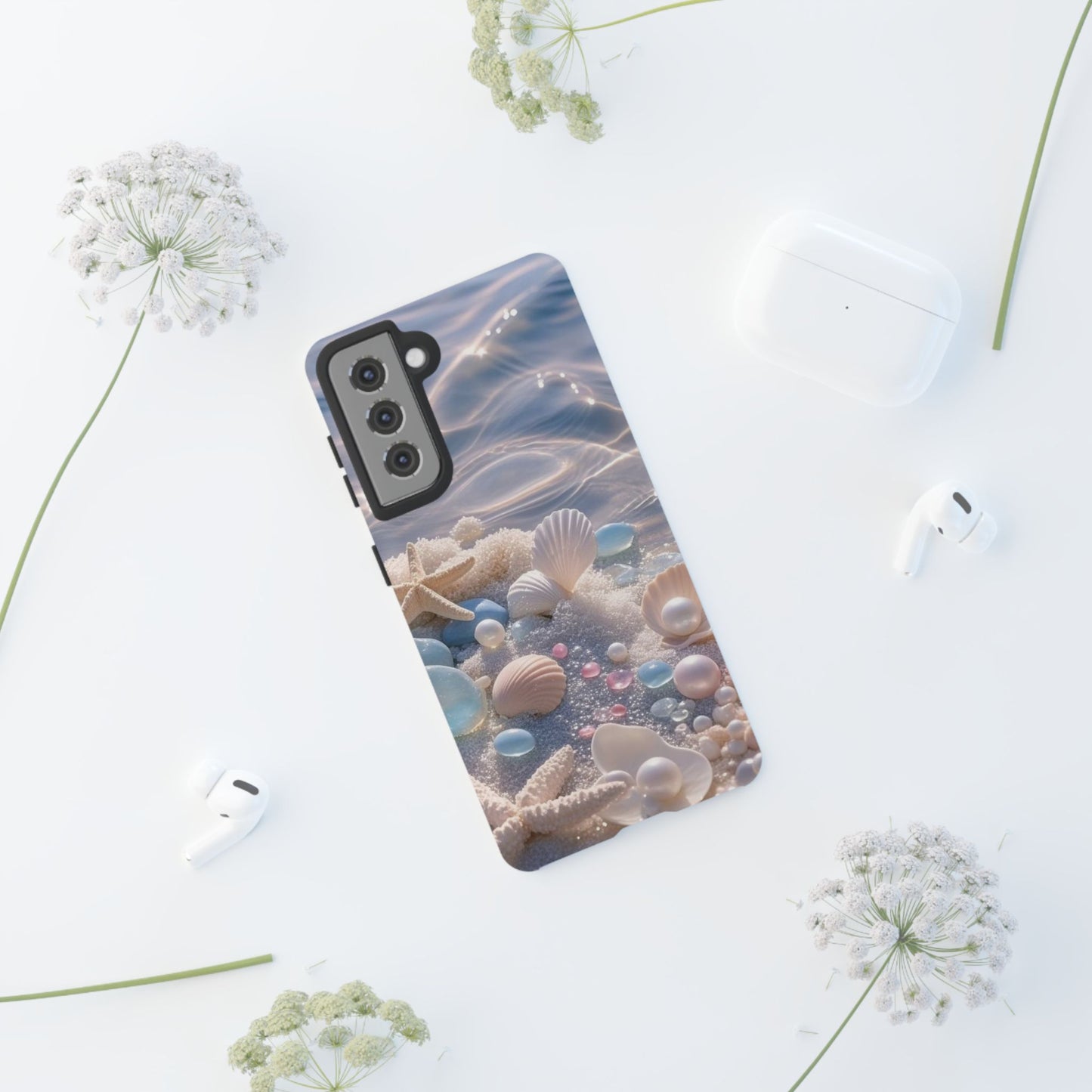 Tough Cases — Pastel Seashell Phone Case (Beach Shells, Pearls & Starfish)