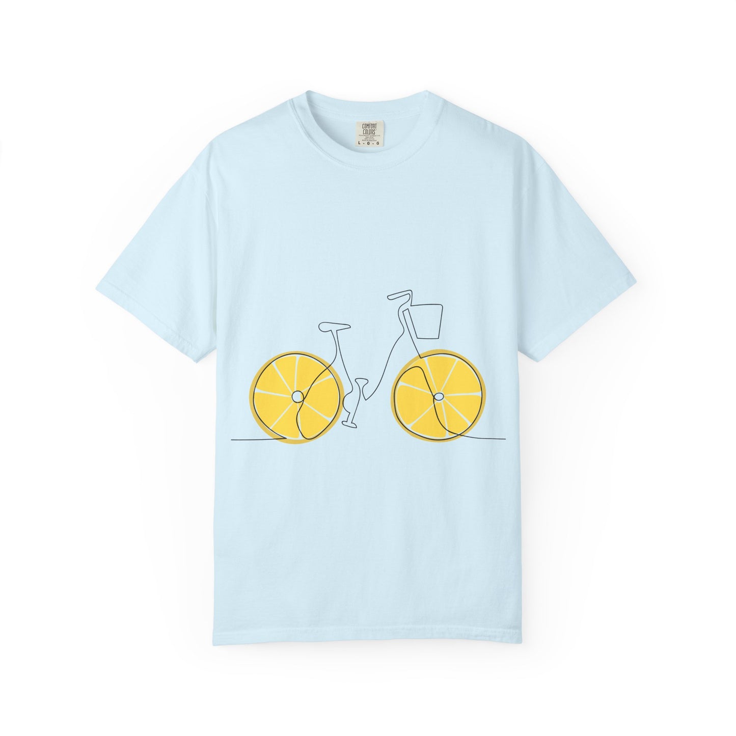 Lemon Wheel Bike T-Shirt — Citrus Bicycle Graphic  Coton Tee