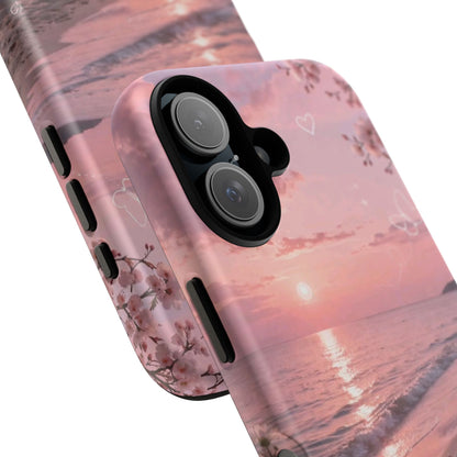 Pink Sunset Beach Phone Case "Romantic Seaside"
