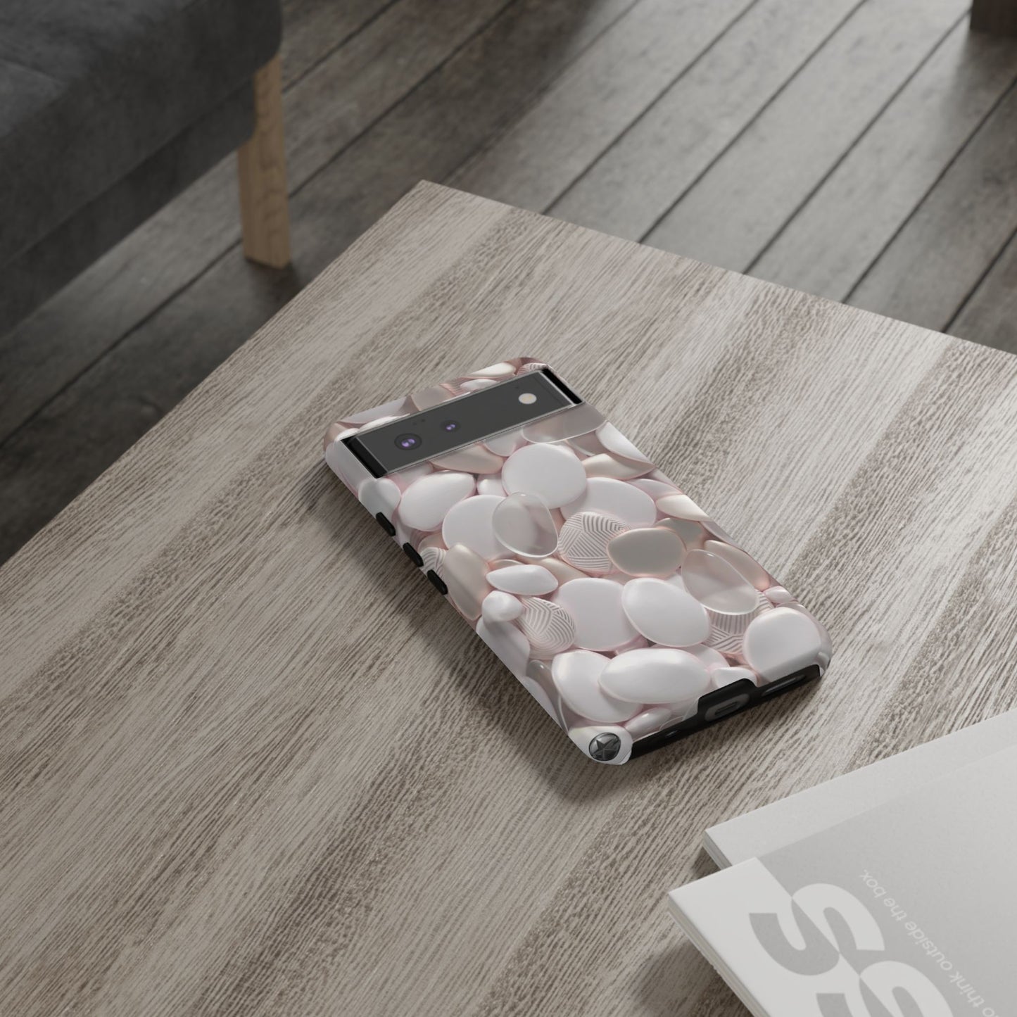 Phone Case – Soft Pink Pebble Pattern Protective Tough Case