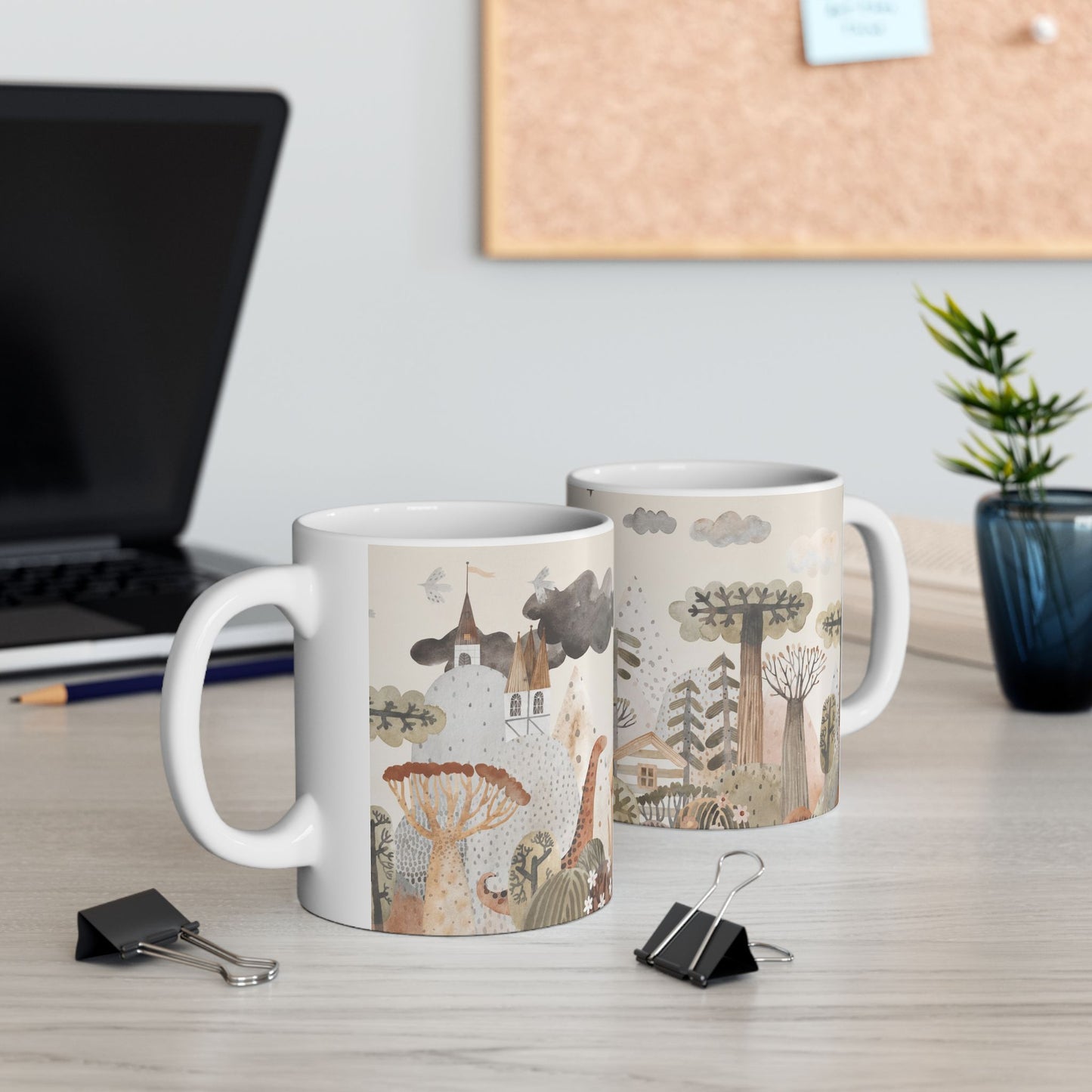 Woodland Friends Ceramic Mug — Whimsical Forest Animal Coffee Cup