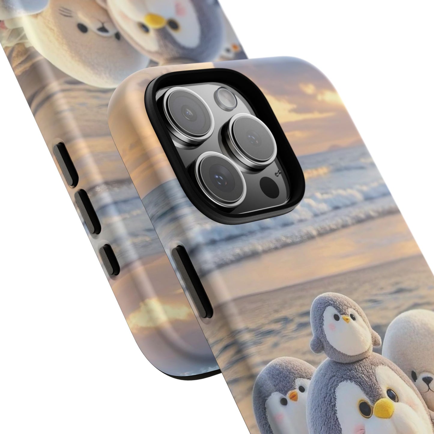 Cute Plush Penguins Beach Phone Case