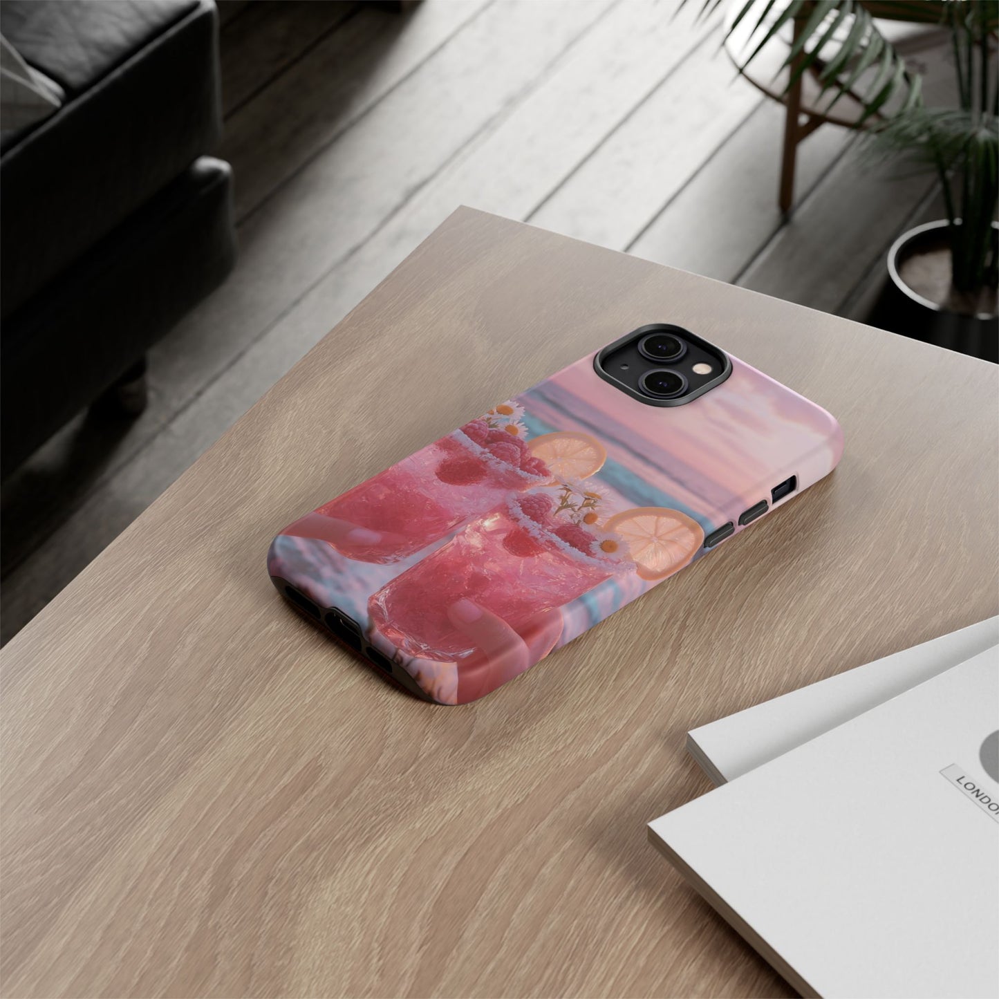 Pink Sunset Cocktail Phone Case — Beach Drink Protective Cover