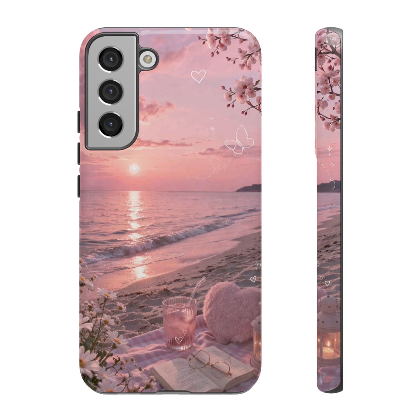 Pink Sunset Beach Phone Case "Romantic Coastal"