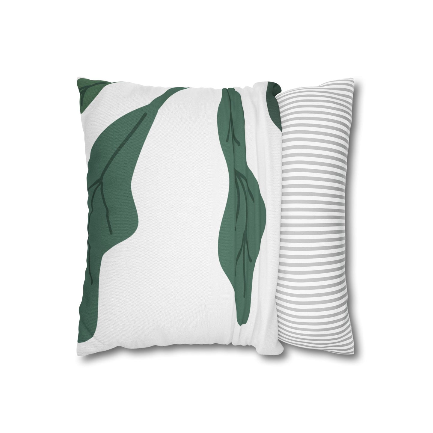 Botanical Leaf Throw Pillow — Green Leaves Decorative Pillowcase