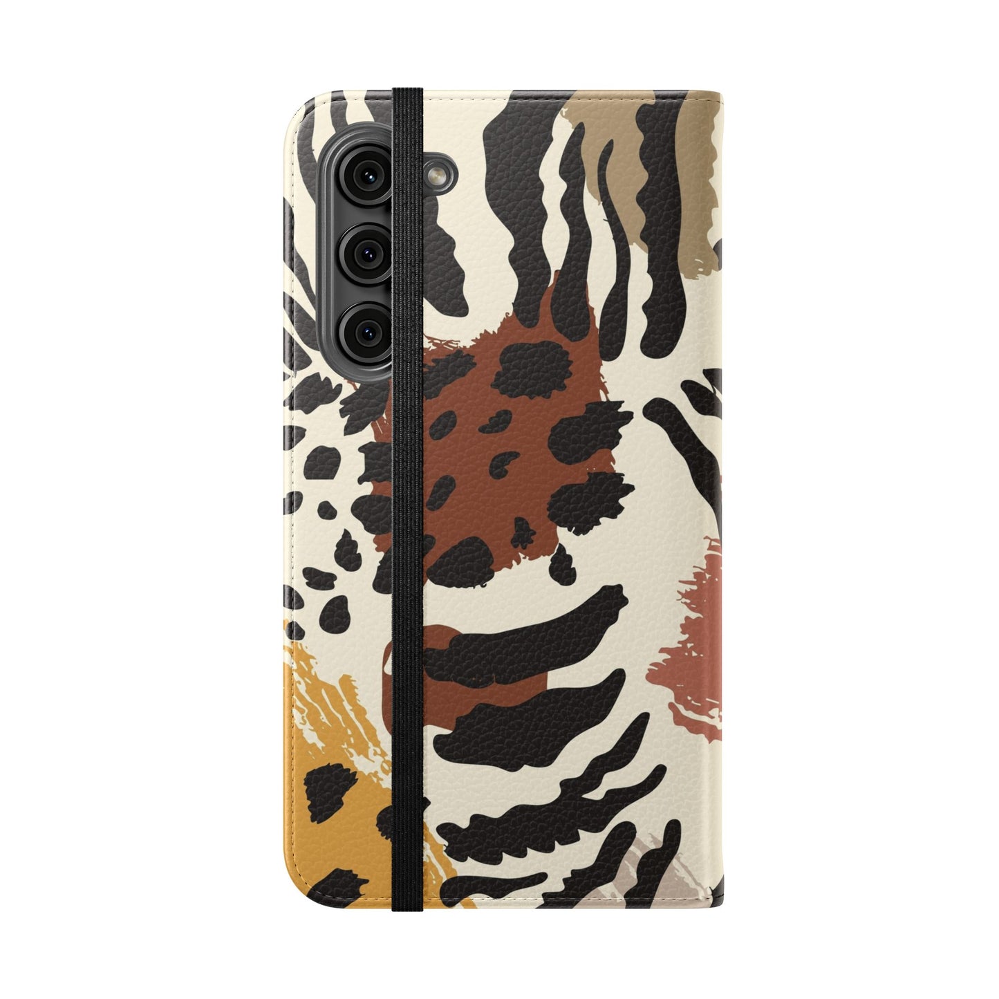 Leopard Patchwork Flip Wallet Case with Card Slots