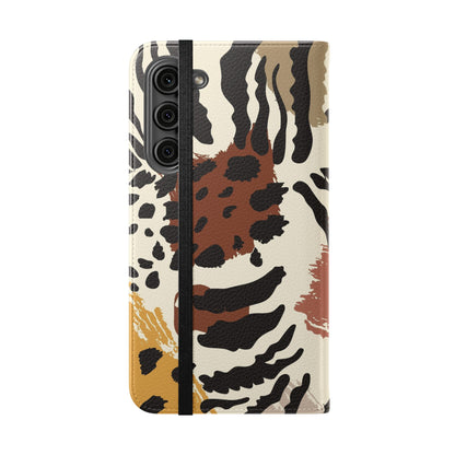 Leopard Patchwork Flip Wallet Case with Card Slots