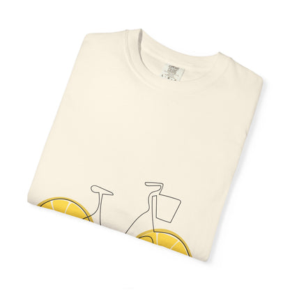 Lemon Wheel Bike T-Shirt — Citrus Bicycle Graphic  Coton Tee