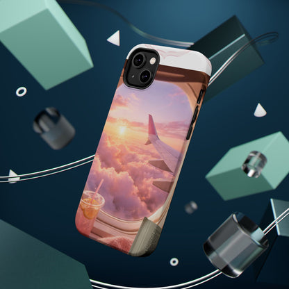 iPhone Magnetic Case "Airplane Window Sunset Travel"