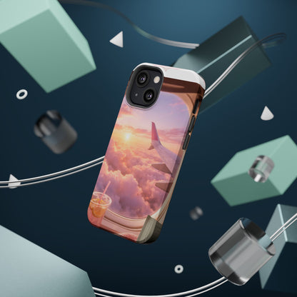 iPhone Magnetic Case "Airplane Window Sunset Travel"