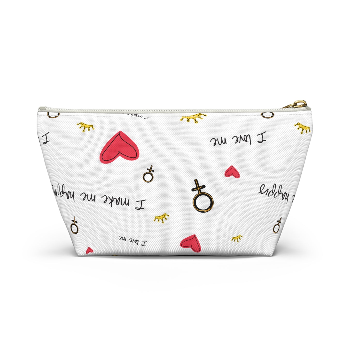 Self-Love Accessory Pouch — 'I Love Me' Cosmetic Bag with Hearts & Venus Symbols