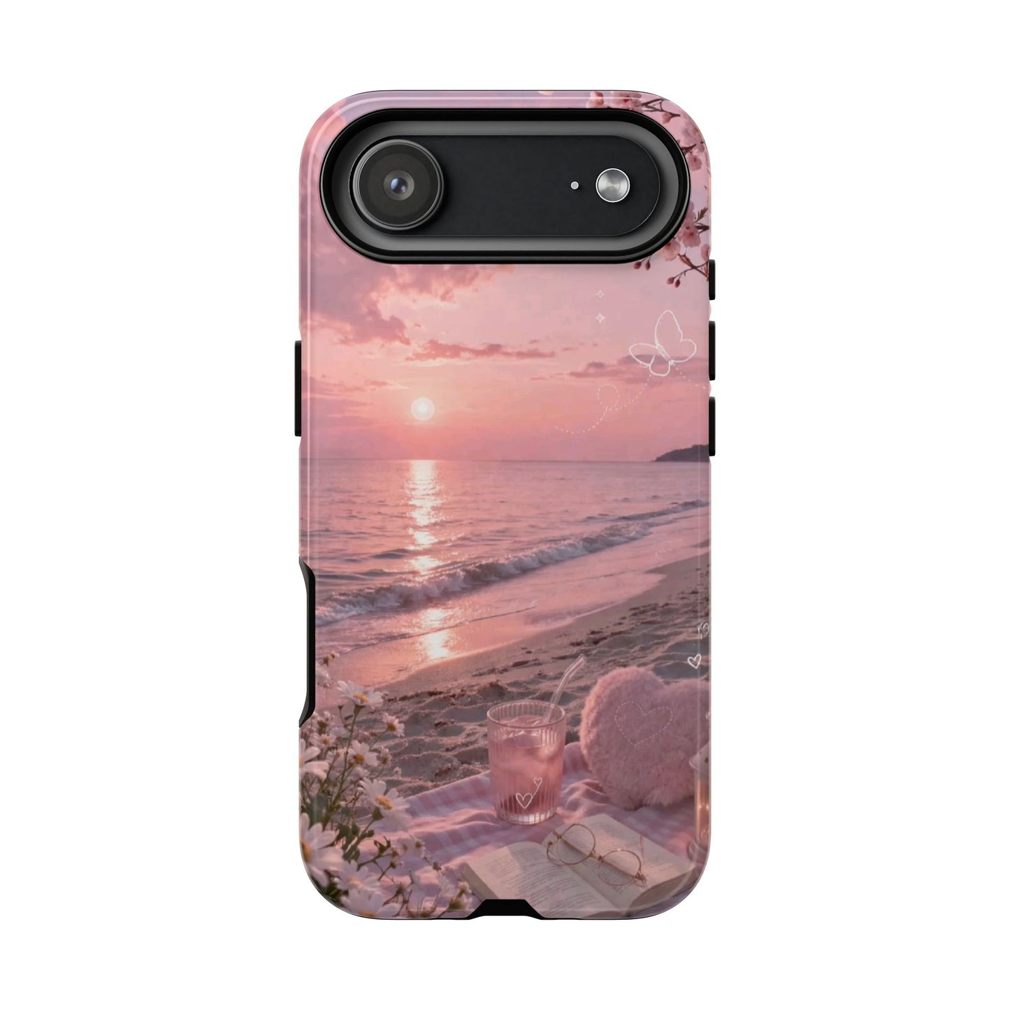 Pink Sunset Beach Phone Case "Romantic Seaside"