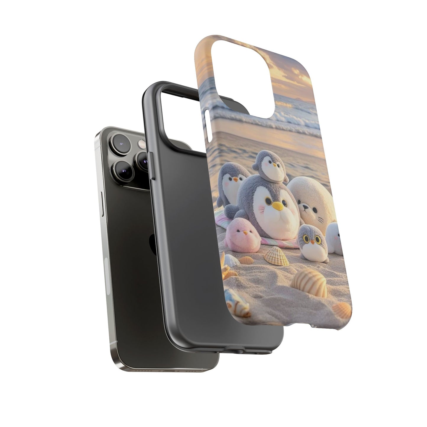 Cute Plush Penguins Beach Phone Case