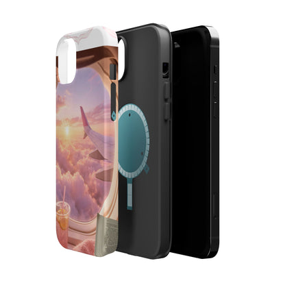 iPhone Magnetic Case "Airplane Window Sunset Travel"