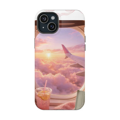 iPhone Magnetic Case "Airplane Window Sunset Travel"