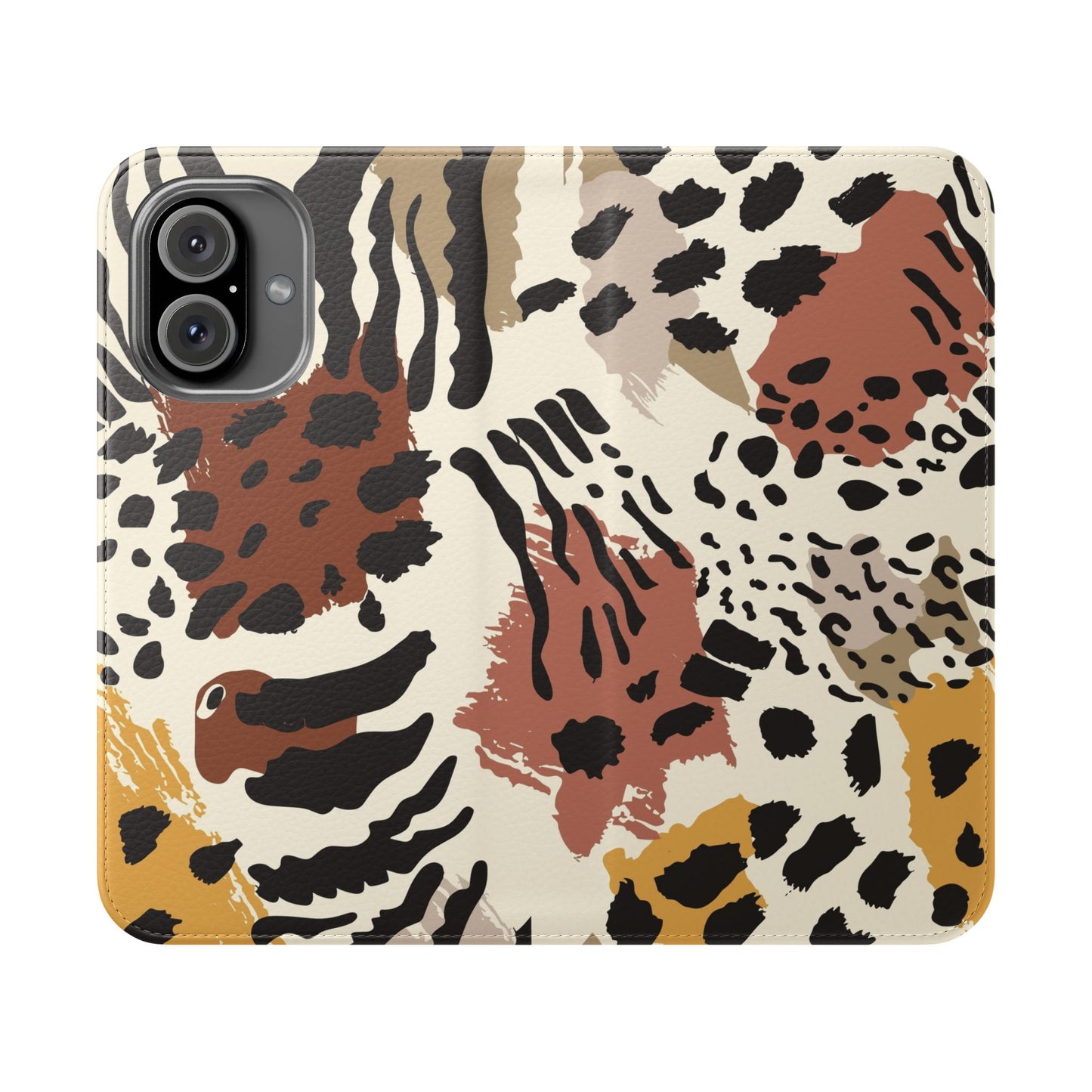 Leopard Patchwork Flip Wallet Case with Card Slots