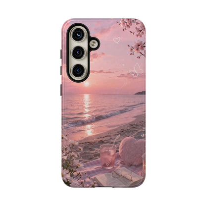 Pink Sunset Beach Phone Case "Romantic Seaside"