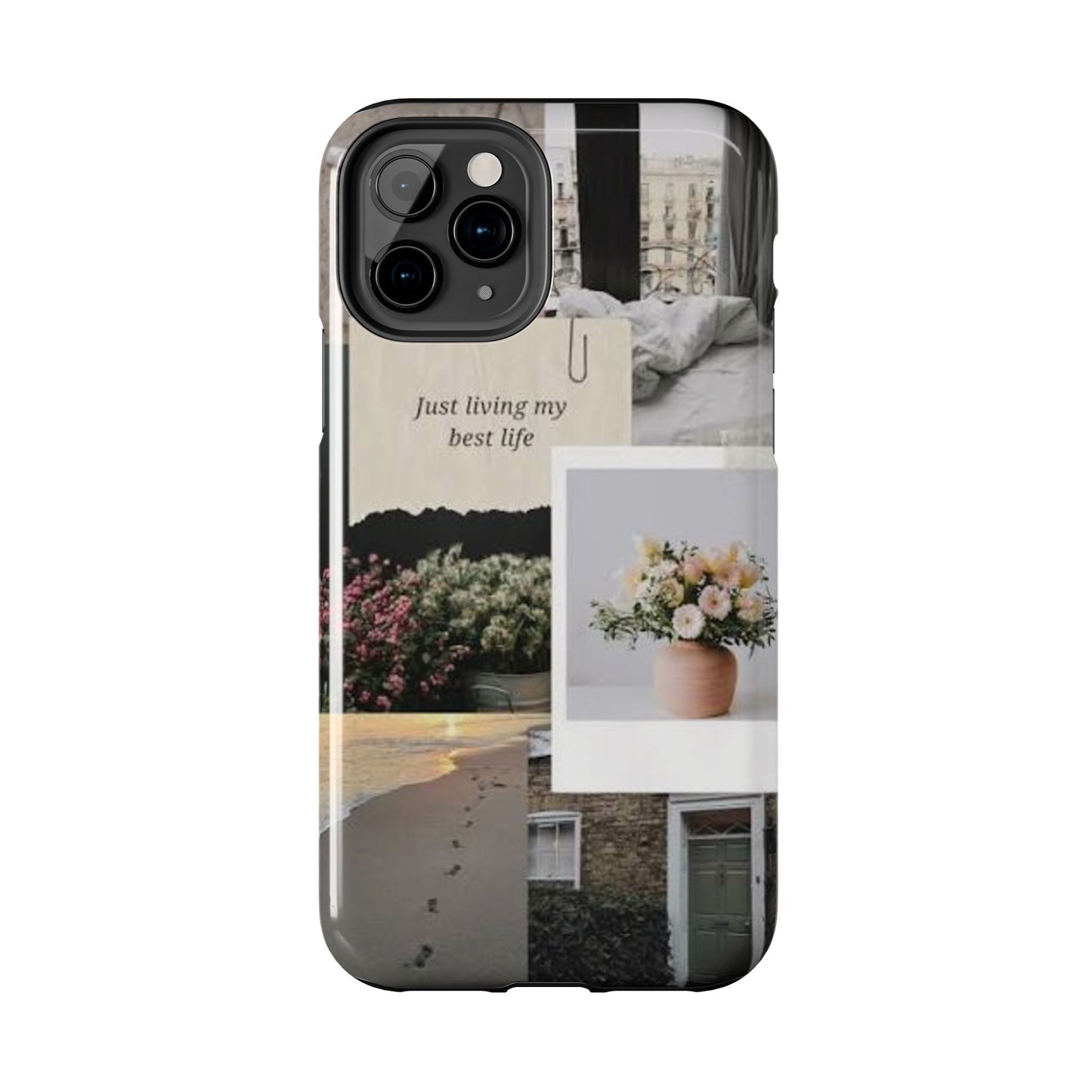 Inspirational Floral Phone Case – Cover with "Just Living My Best Life"