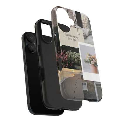 Inspirational Floral Phone Case – Cover with "Just Living My Best Life"
