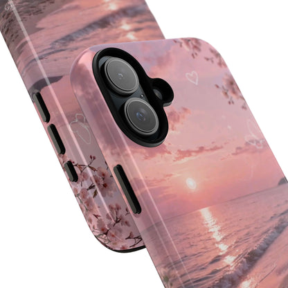 Pink Sunset Beach Phone Case "Romantic Seaside"