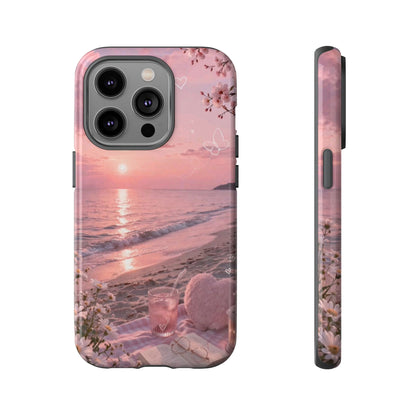 Pink Sunset Beach Phone Case "Romantic Seaside"