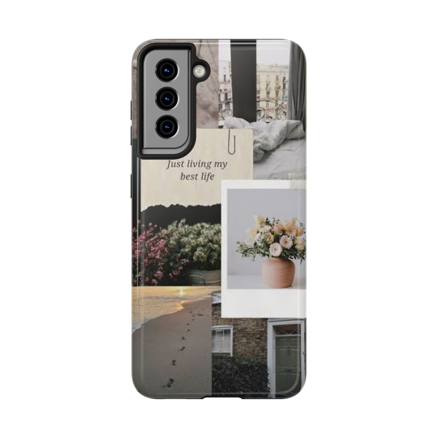 Inspirational Floral Phone Case – Cover with "Just Living My Best Life"