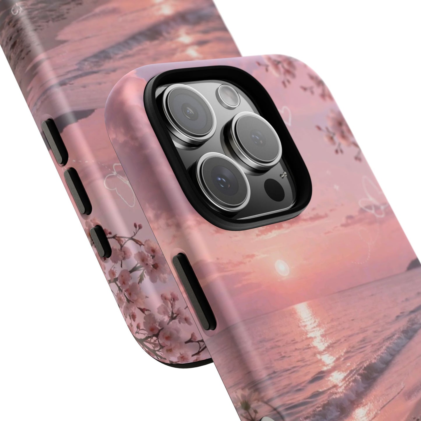 Pink Sunset Beach Phone Case "Romantic Seaside"