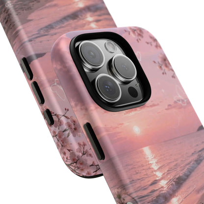 Pink Sunset Beach Phone Case "Romantic Seaside"