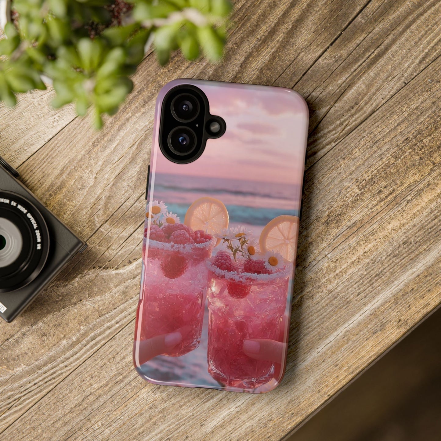 Pink Sunset Cocktail Phone Case — Beach Drink Protective Cover