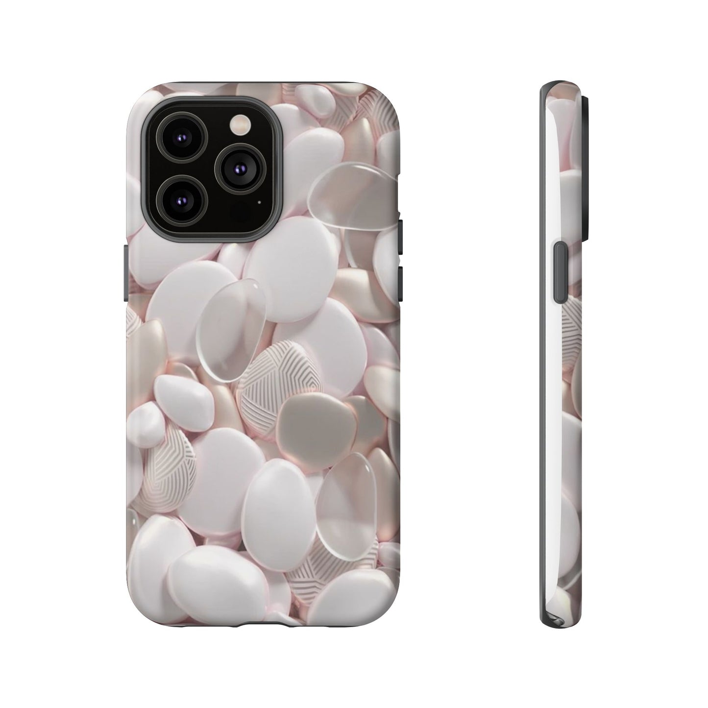 Phone Case – Soft Pink Pebble Pattern Protective Tough Case