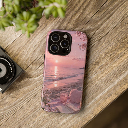 Pink Sunset Beach Phone Case "Romantic Seaside"