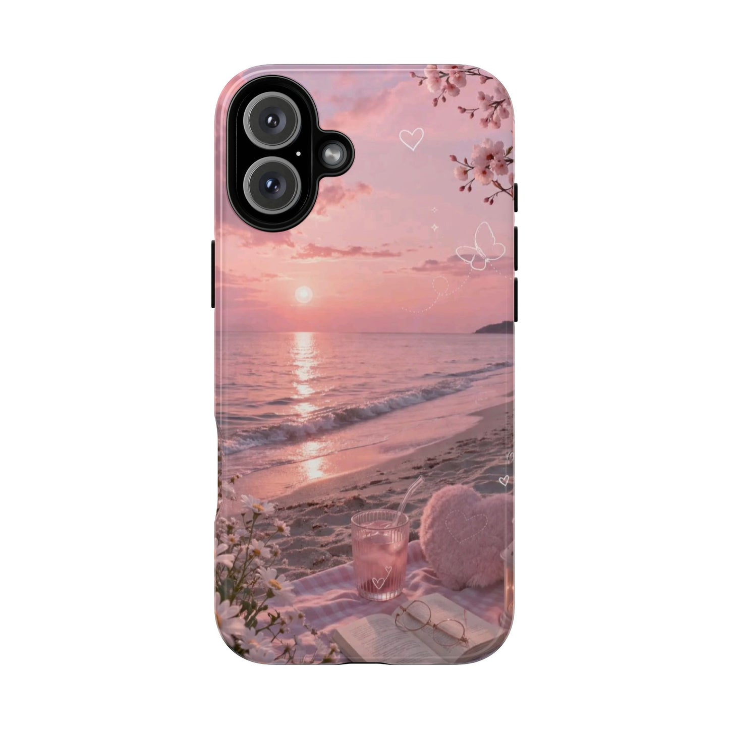 Pink Sunset Beach Phone Case "Romantic Seaside"