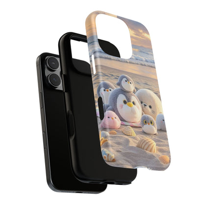 Cute Plush Penguins Beach Phone Case