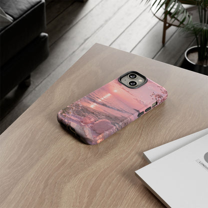 Pink Sunset Beach Phone Case "Romantic Seaside"