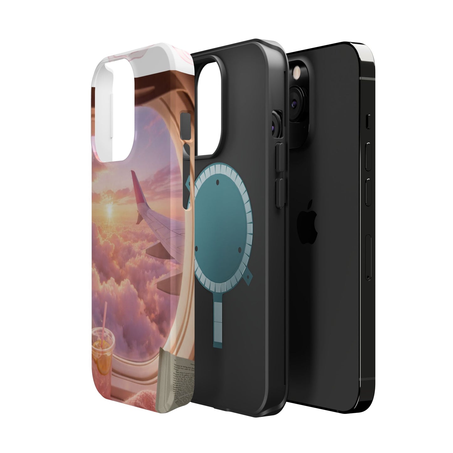 iPhone Magnetic Case "Airplane Window Sunset Travel"