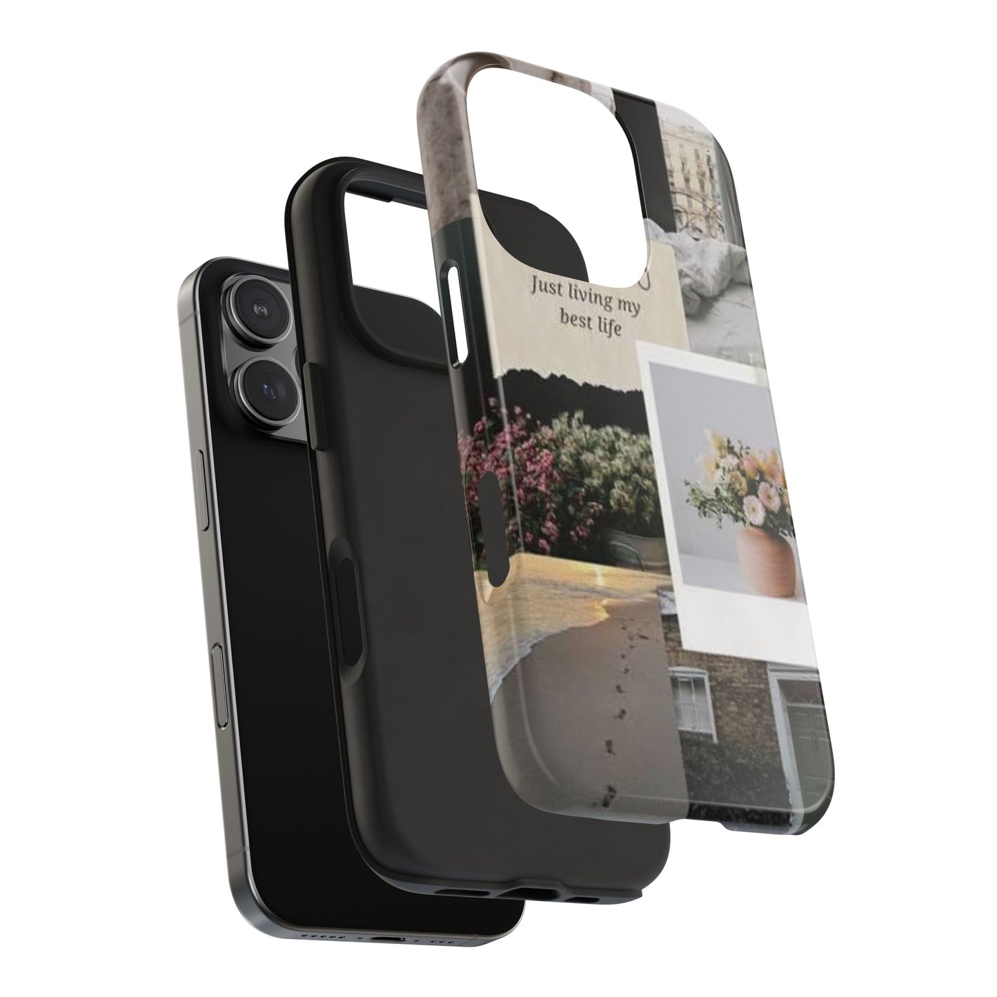 Inspirational Floral Phone Case – Cover with "Just Living My Best Life"