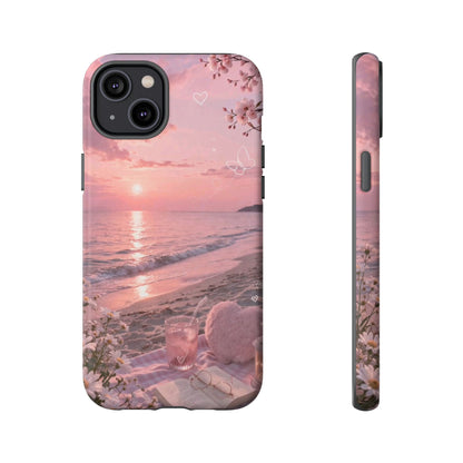 Pink Sunset Beach Phone Case "Romantic Seaside"