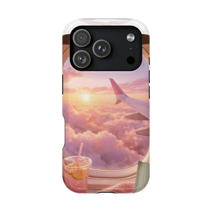 iPhone Magnetic Case "Airplane Window Sunset Travel"
