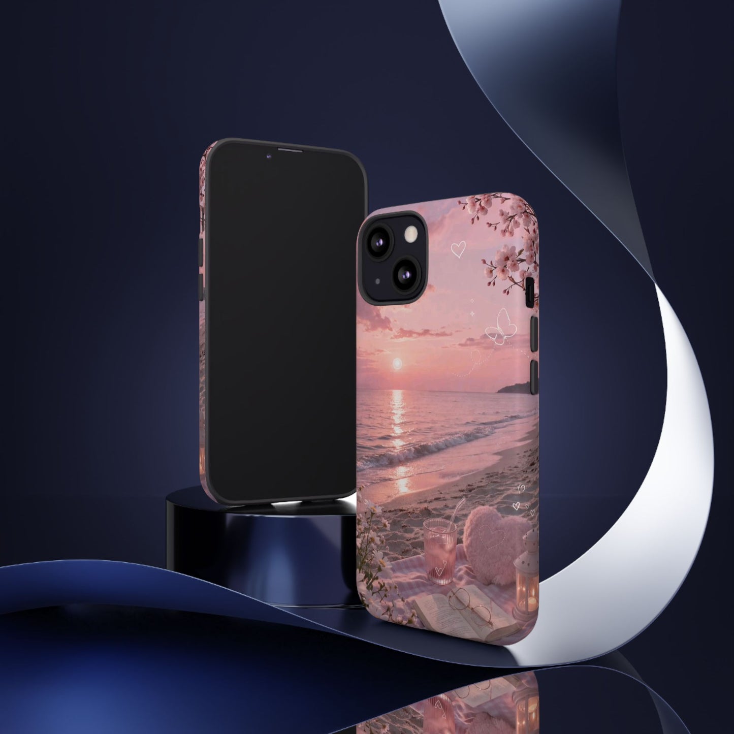 Pink Sunset Beach Phone Case "Romantic Seaside"