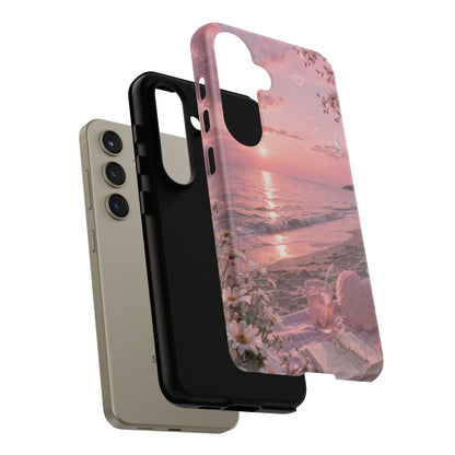 Pink Sunset Beach Phone Case "Romantic Seaside"