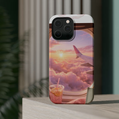 iPhone Magnetic Case "Airplane Window Sunset Travel"