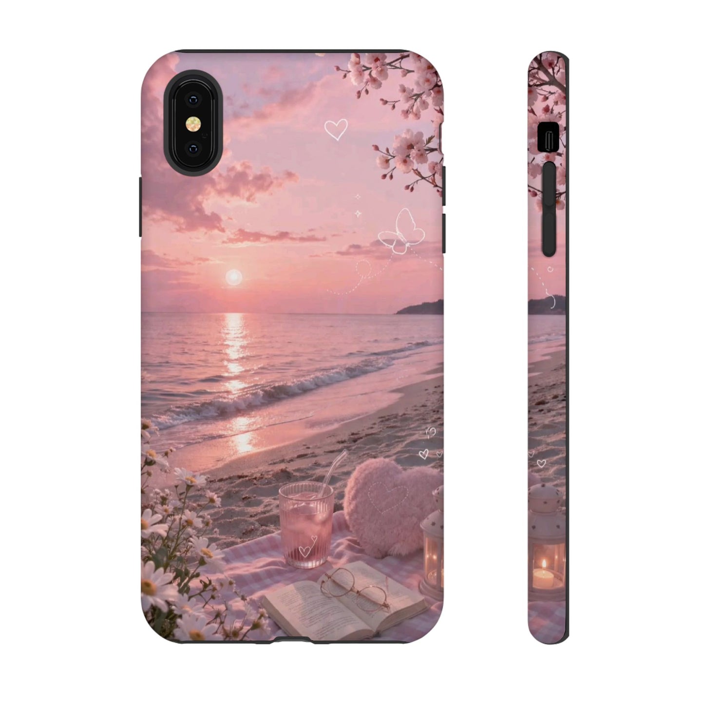 Pink Sunset Beach Phone Case "Romantic Seaside"