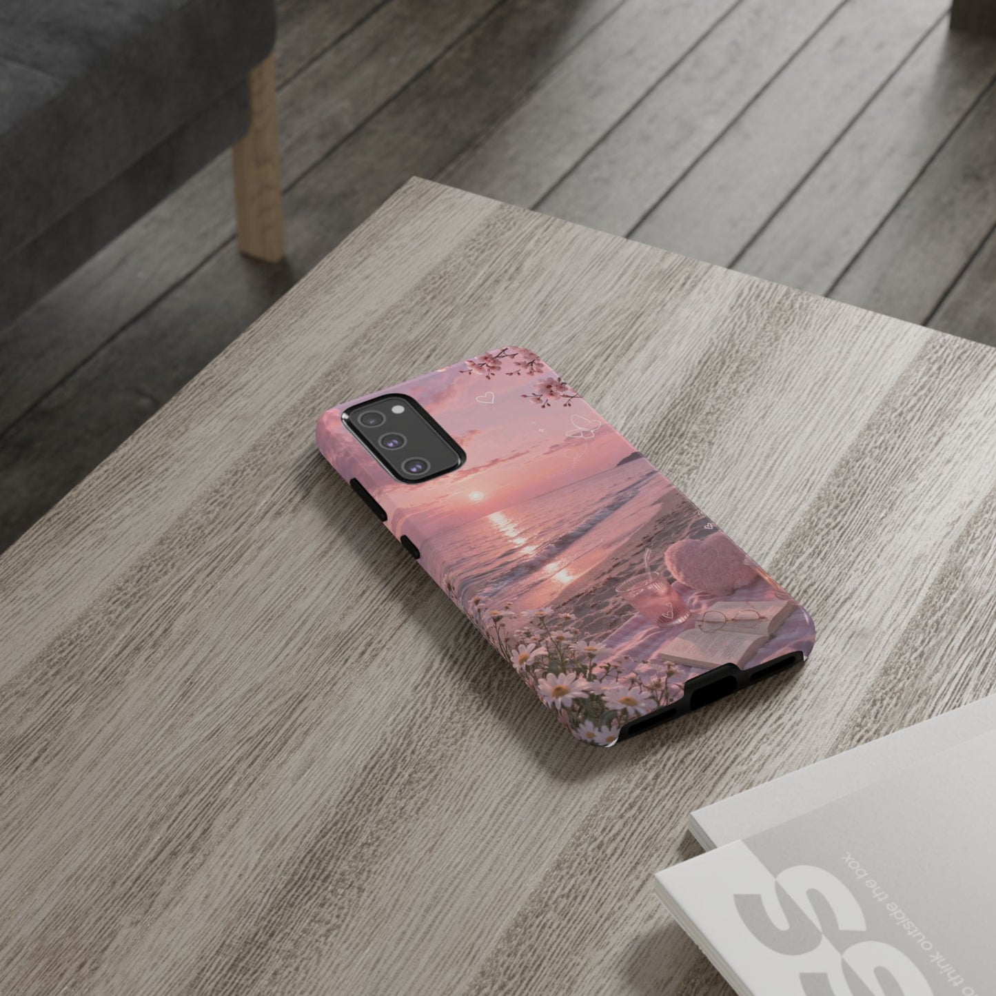 Pink Sunset Beach Phone Case "Romantic Coastal"